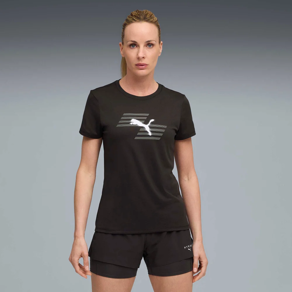 Womens PUMA x HYROX POLY GRAPHIC TEE - Black - S Image 1