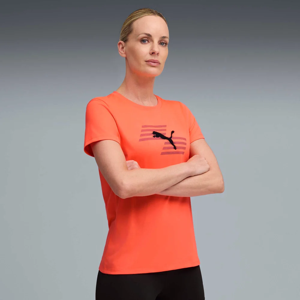 Womens PUMA x HYROX POLY GRAPHIC TEE - Red - S Image 1