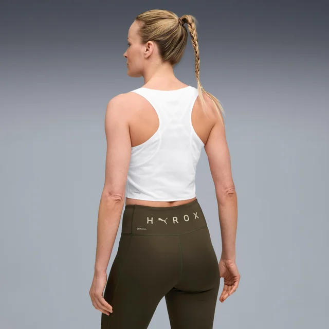 Womens PUMA x HYROX ULTRASPUN CROP TANK - White
