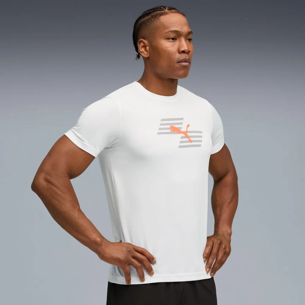 Mens PUMA x HYROX POLY GRAPHIC TEE - White - S Image 1