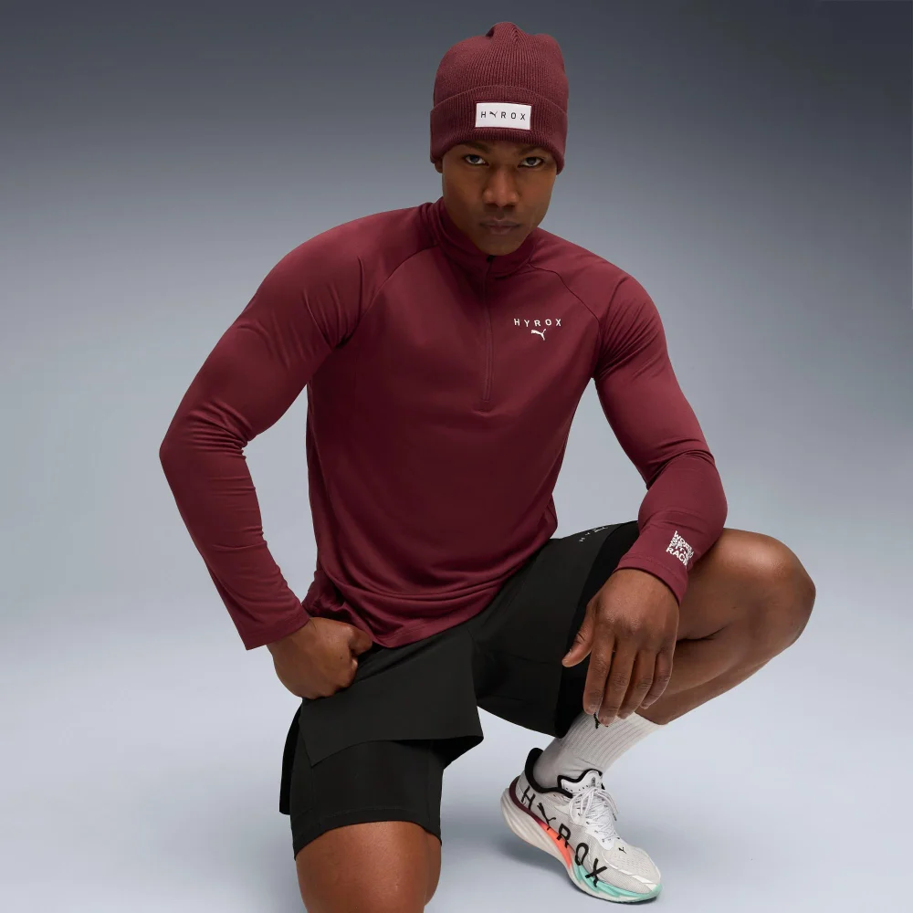 Mens PUMA X HYROX 1/4 ZIP - Red - S Image 1