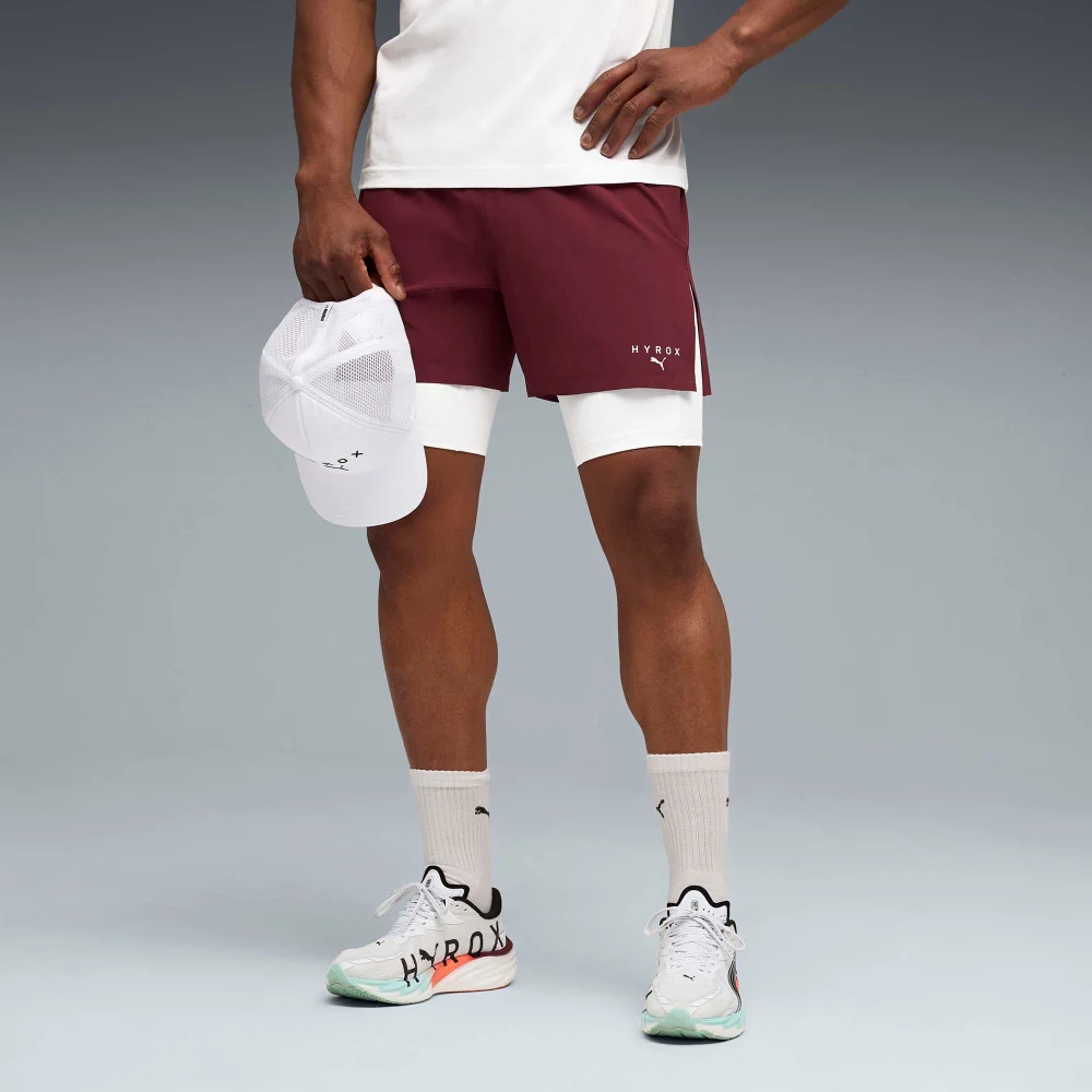Mens PUMA x HYROX 2in1 TRAIN SHORT - Red - S Image 1