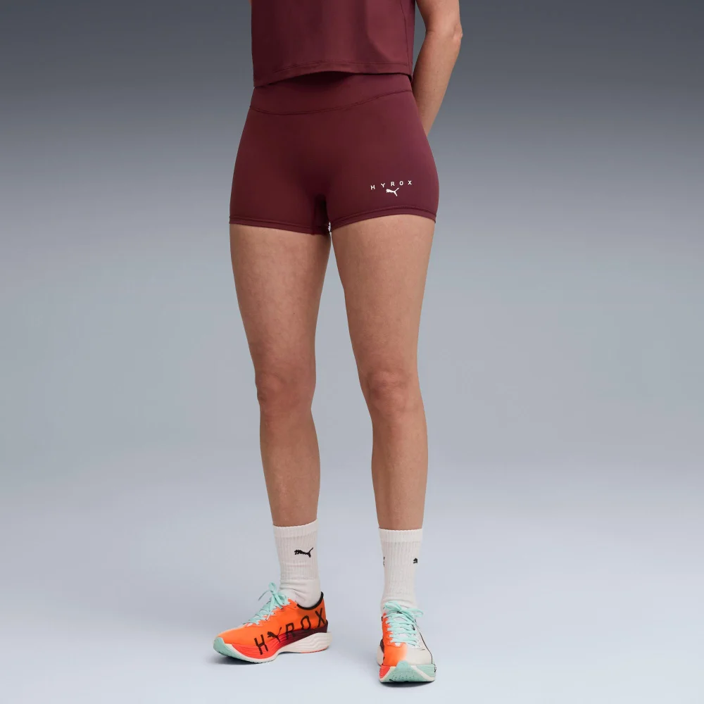 Womens PUMA X HYROX SHAPELUXE 3" TIGHT SHORT - Red - S Image 1