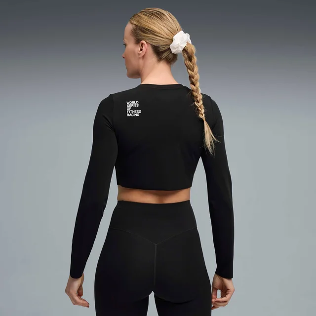 Womens PUMA x HYROX SHAPELUXE LS CROP TEE - Black