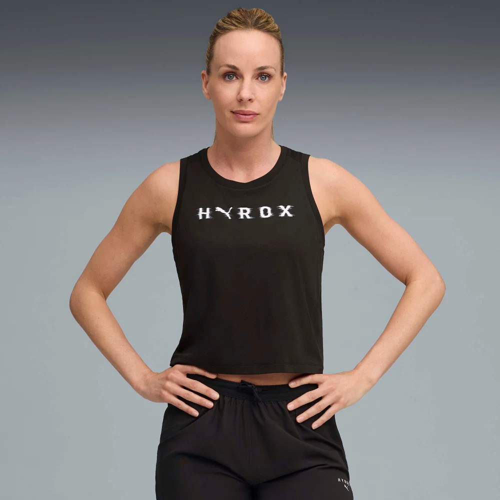 Womens PUMA x HYROX CLOUDSPUN THERMOADAPT CROP TANK - Black - S Image 1