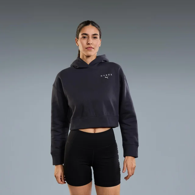World Cropped Hoodie WOMEN'S - dark grey