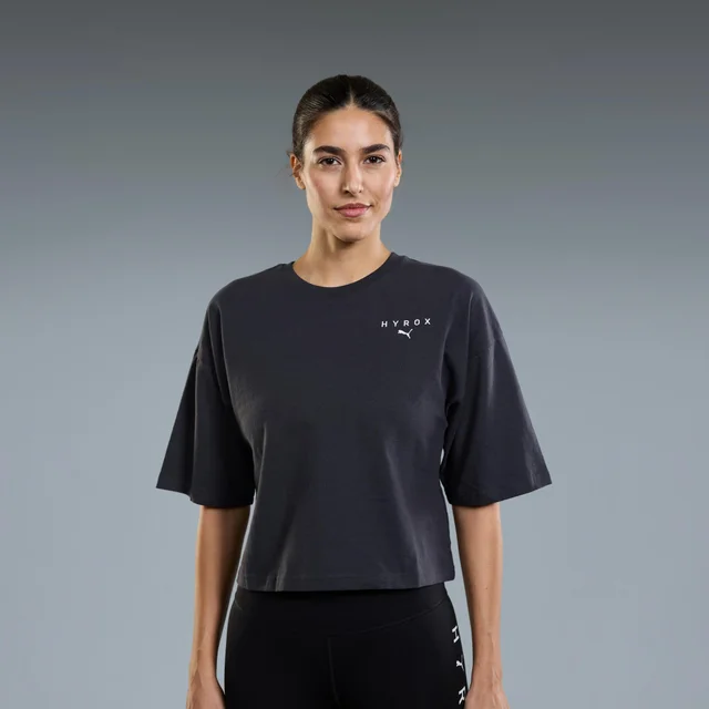 WOMEN'S WORLD CROPPED TEE - dark grey