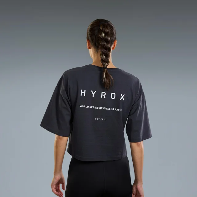 WOMEN'S WORLD CROPPED TEE - dark grey