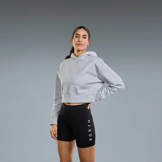 WORLD CROPPED HOODIE WOMEN'S - grey